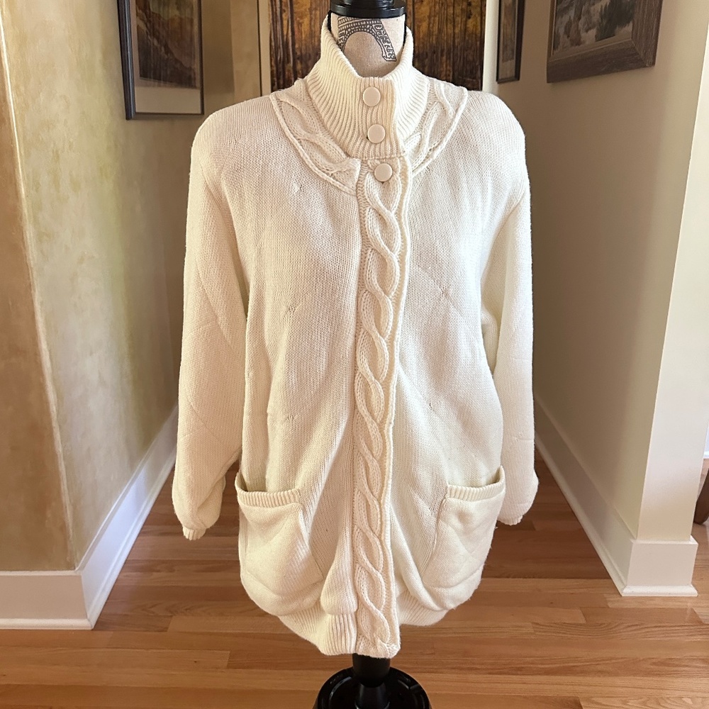 IB Diffusion Vintage 1990 Sweater Coat White Womens Size Medium